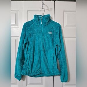 The North Face Teal Plush Zip Up Jacket Sweater with Pockets, Size Medium, EUC